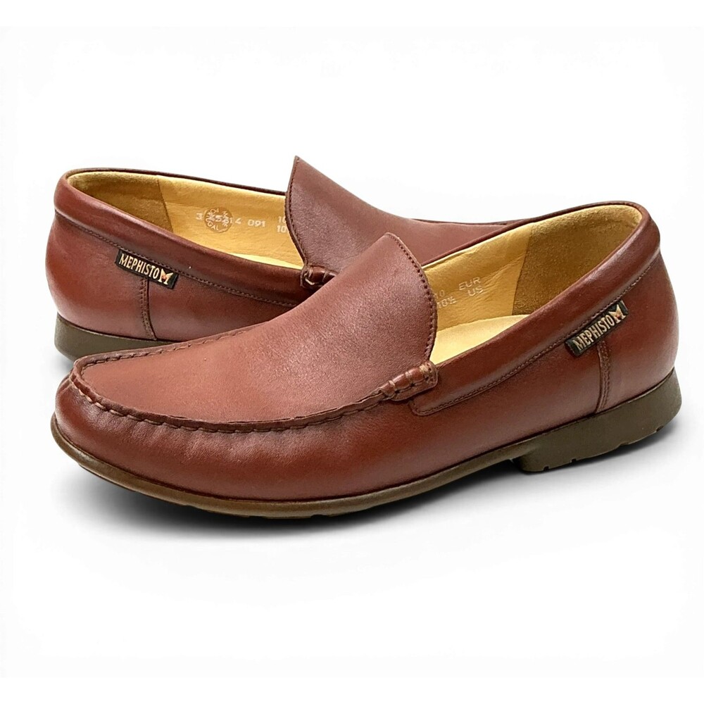 Mephisto Men's Algoras Loafers Moccasins US10.5 Cool Air Leather Cushioned Brown